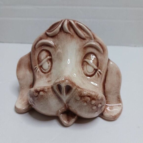 Vintage MCM Ceramic Dog Head Sleepy Eyes - Picture 1 of 8
